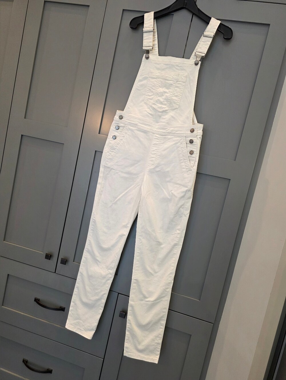 BODEN Girlfriend Dungarees IVORY Denim Size 4 Overalls Ankle Preppy Classic - Picture 5 of 13